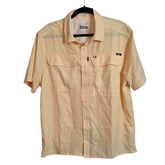 Eddie Bauer Shirt Mens Medium Performance Fishing Outdoor Vented Butter Yellow - Picture 1 of 16